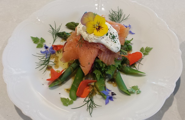 Sylvia's Tasmanian Smoked Salmon Asparagus dish